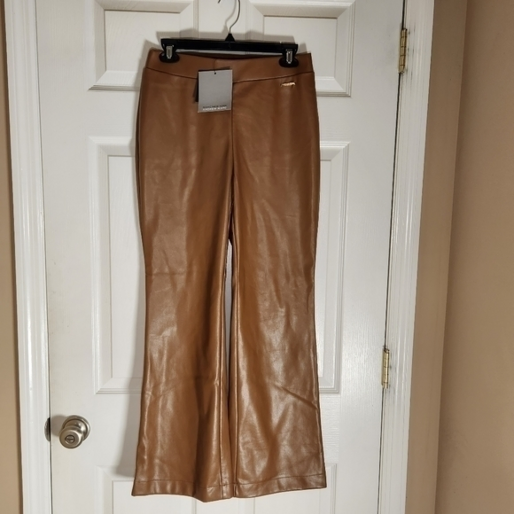 Marc New York NWT Faux Leather Pants Color Caramel Small Bootcut Flare